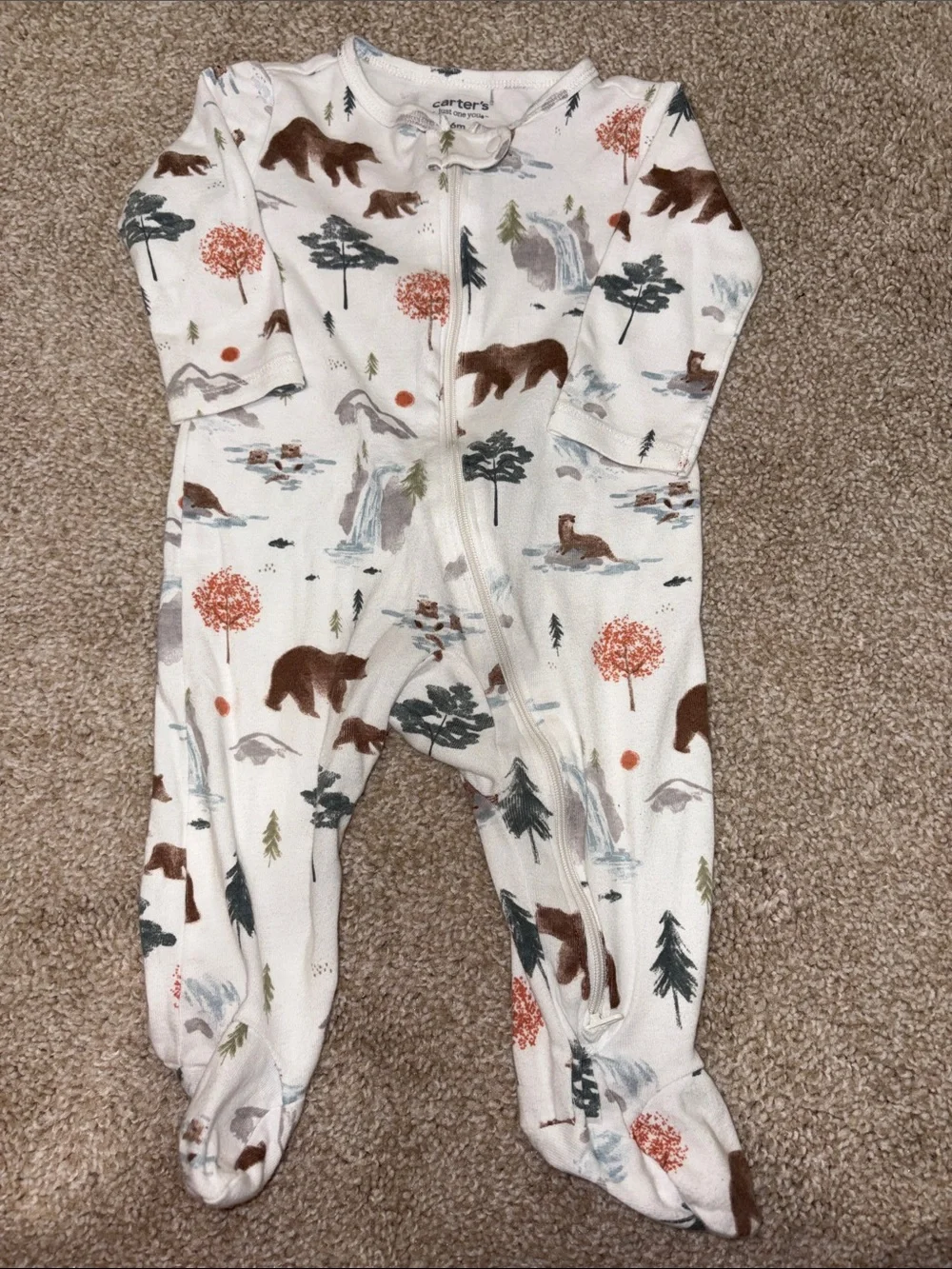 Carter's White Woodland Bear Footie